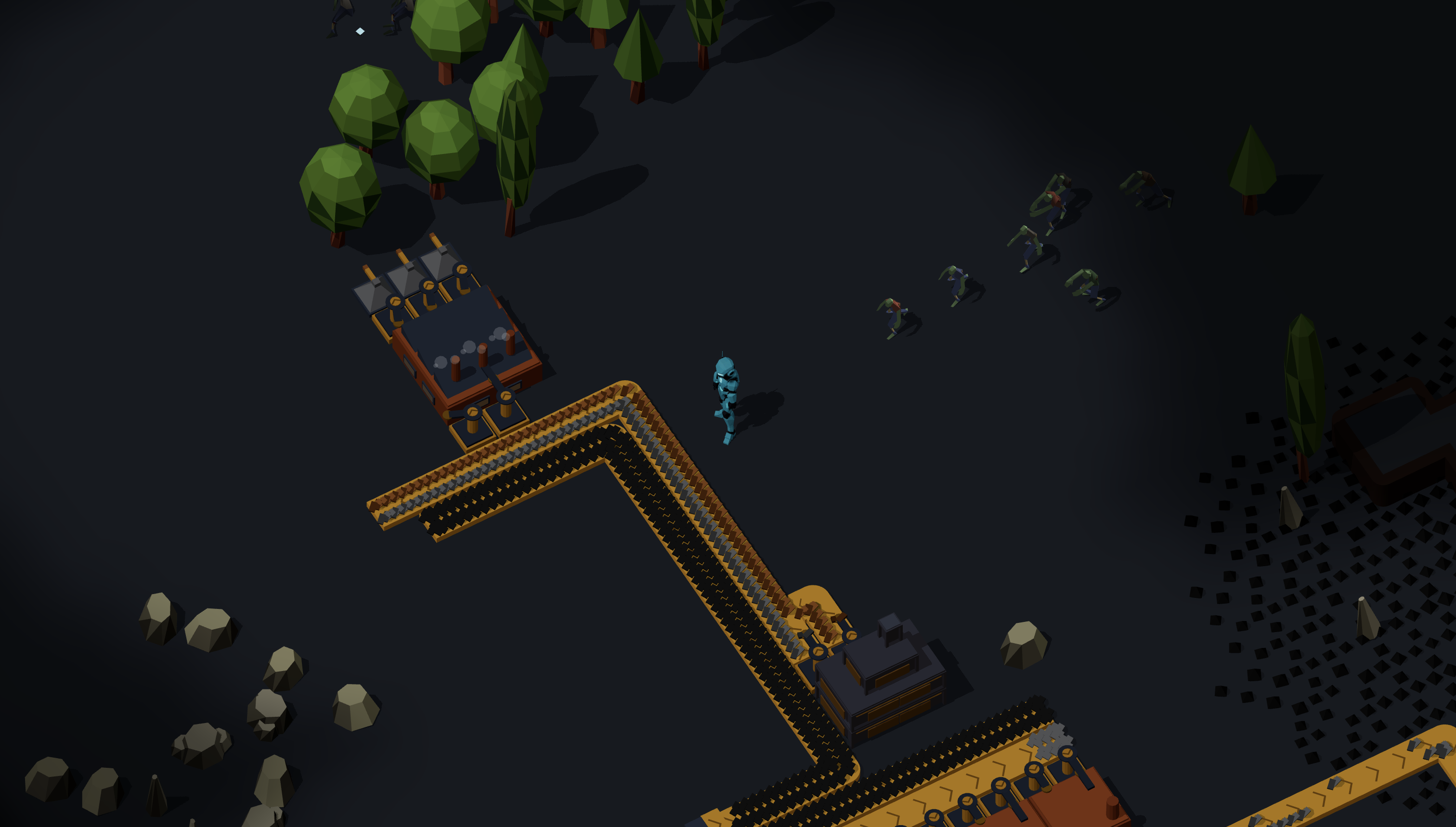 Turrets engaging zombies